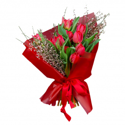 Монобукет из тюльпанов Double Red Princess