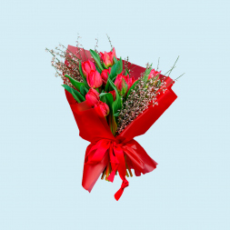 Монобукет из тюльпанов Double Red Princess