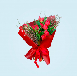 Монобукет из тюльпанов Double Red Princess